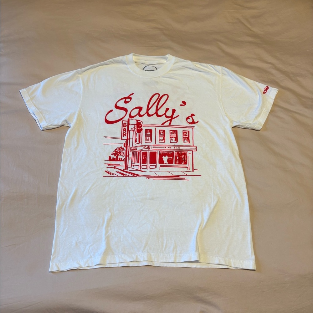 Role Model Sally’s Wine Bar White T-Shirt with Red Graphic